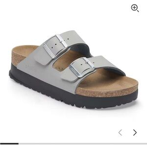 • Birkenstock • Arizona Flex Platform Sandals Birko-Flor Stone Coin EU 39